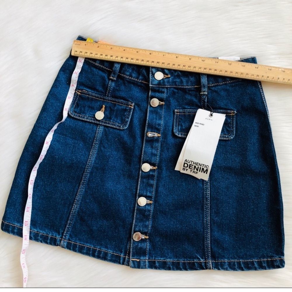 ✨ Zara Authentic Denim Button Down High Rise Blue Jean Skirt - Picture 9 of 10